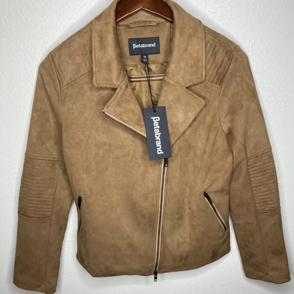 Betabrand Everyday Vegan Leather Jacket Oak Suede